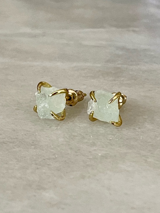 Jewelry - Raw Aquamarine Stud Claw Earrings